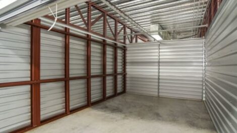 An empty, indoor storage unit.